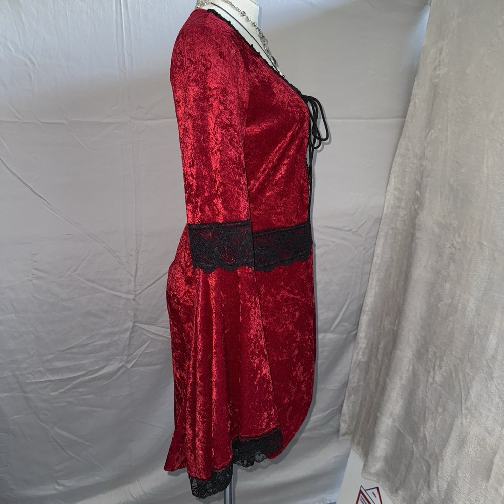 Lip Service Dress Women Large Velvet Lace Goth Renaissance Witch Vampy 90s Bell - Picture 7 of 15